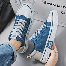 2025 New Summer Canvas Shoes For Men Breathable Low-Top Niche Cloth Shoes For Boys  Sports Leisure All Match Board Shoes - 藍色 - 查看 8