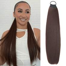 24Inch Long Straight Ponytail Extension With Hair Tie Synthetic Straight Ponytail Thick Braiding Fake Pony Tails Hairpiece For Women Daily Use - Multicolor - View 13
