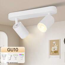 CANMEIJIA Foco empotrado en el techo GU10, lámpara LED de doble cabezal blanca y rotatoria para decoración de habitaciones, apta para sala de estar/dormitorio/cocina/balcón/almacén/estudio/comedor/bar/cafetería/lobby/pasillo/oficina, AC85-265V - Foco GU10 de doble cabezal - Ver 2