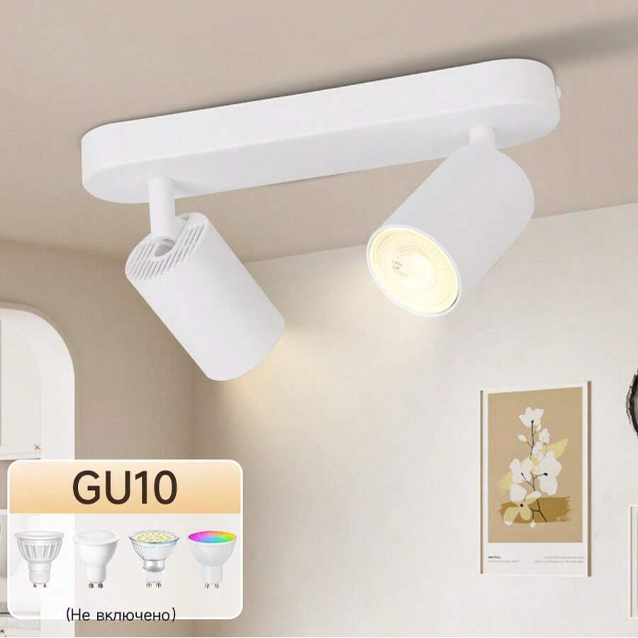 CANMEIJIA Foco empotrado en el techo GU10, lámpara LED de doble cabezal blanca y rotatoria para decoración de habitaciones, apta para sala de estar/dormitorio/cocina/balcón/almacén/estudio/comedor/bar/cafetería/lobby/pasillo/oficina, AC85-265V