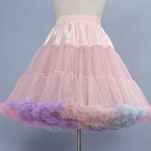 女式蓬蓬裙薄纱裙弹力腰雪纺短款衬裙公主芭蕾舞裙衬裙泡泡裙成人白裙子 - 彩色 - 查看 5
