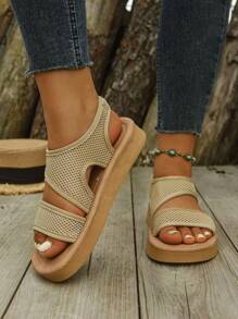 Women's Platform Sandals, Fashion Summer Shoes With Mesh Breathable Details, Comfortable Casual Beach Flip Flops, Suitable For Warm Weather Outfits. Bohemian Hollow Beach Festival Wedding School Vacation Party Office Home Gym Outdoor Summer