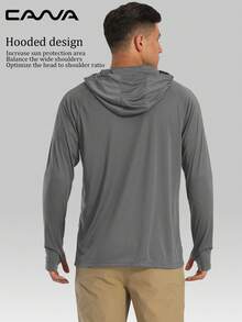 Cavva 男士夏季UPF 50+防晒长袖衬衫速干轻便透气柔软户外徒步跑步 - 深灰色 - 查看 3