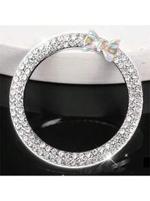 Künstlicher Kristall Doppelstrass Auto Motor Start Stop Dekor Ring, glitzerndes Auto Innenzubehör für Frauen, Druckknopfabdeckung/Aufkleber, Schlüsselzündung und Knopf glitzernder Ring