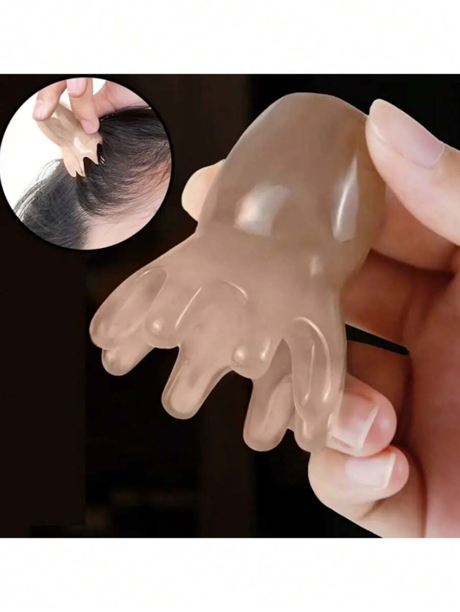 1pc,Octopus Manual Head Massager - Translucent Brown Resin Scalp Comb For Neck And Shoulders Relaxation And Blood Circulation Stimulation, Relaxation Device | Octopus Design | Resin Structure