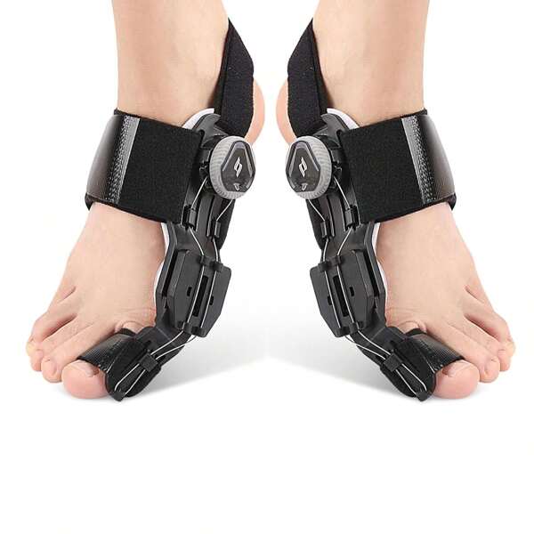 Correcteur d'hallux valgus pour hommes et femmes, attelle d'hallux valgus réglable, taille universelle, correcteur de gros orteil, séparateur d'hallux (noir)