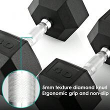 TLGREEN 30-85LB Single Dumbbell Rubber Coated Cast Iron Hex Black Dumbbells, Weights Dumbbells Single - 85lb - View 6