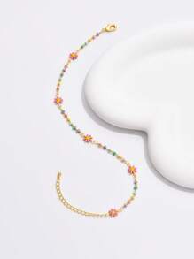 1 Peça Pulseira de Tornozelo Estilo Boho da Moda com Margarida de Cobre, Uso Diário, Acessório para Praia de Férias, Presente Ideal para Aniversário/Feriado