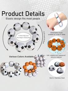 1 Pair Wrist And Ankle Weights, 0.33 Lbs (150g) Each, Wearable Waterproof Training Weight Bracelet, Adjustable Fitness Weights, Resistance Training Band, Football Basketball Baseball Themed Pattern, Silicone Skin-Friendly Material - Multicolor - View 3