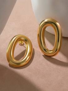 1 Par de Brincos Argola de Aço Inoxidável em Formato de Letra O de Estilo Vintage, Adequado para Mulheres Usarem em Eventos Formais ou como Presente para a Mãe