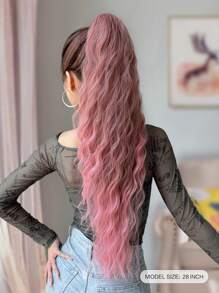 Claw Ponytail Extension Pink Color Hair Ombre 30 Inch Long Natural Water Wave Heat Resistant Fiber Synthetic Ponytail Hairpiece For Girl Women Daily Used
