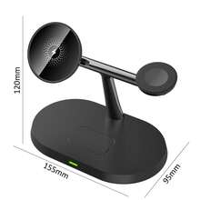 三合一磁吸无线充电支架，适用于多种设备，磁吸式床头柜快速充电底座，兼容 17/16/15/14/13/12 Pro Max Plus Mini 系列，兼容 Ultra/SE/11/10/9/8/7/SE/6/5/4/3/2，兼容带无线充电盒的 4/3/2/Pro - 彩色 - 查看 7