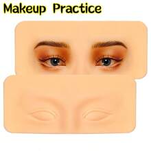 3D Makeup Practice Eyebrow & Eye, Permanent Makeup Practice Thick Stereo Silicone Skin, Suitable For Eyebrow Tattoo, Eyeliner, Makeup Practice, Silicone Fake Skin, For Beginners And Experienced Artists