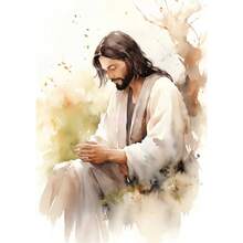 1pc Rellgion Jesus In Prayer Sheep Christian Child Bible Canvas Printing Wall Arts Picture For Living Room Decor Posters Optional Frame ,Wall Art With Frame - Multicolor - View 185