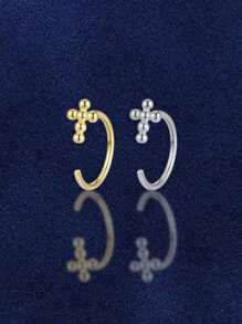 1 pièce Clou de nombril en argent sterling S925 avec une croix, de style simple et de luxe. Le meilleur cadeau pour la petite amie, la mère, les sœurs