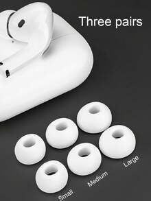 3 Pairs Silicone Earphone Caps Compatible With Apple Pro - White - View 6