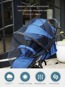 Universal Baby Stroller Mosquito Net, Foldable Full Face Infant Stroller Anti-Mosquito Cover, Baby Stroller Sun Shade - Multicolor - View 2