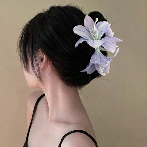 Süße Lilie Blumen Haarklammern, dreidimensionale Simulationsblumen Haarklammern, Strandresort gelocktes Haar, Haarspangen Haaraccessoire Haarklemme Haargreifer Haarklammer