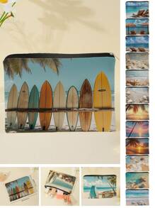 1 Stück Kosmetiktasche mit Reißverschluss und Strandmotiv, Kulturbeutel Organizer für Frauen, Geschenk für Freunde & Lehrer