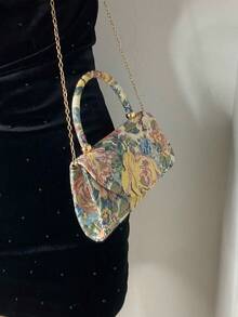 Túi xách thêu họa tiết hoa xuân/hè mới cho nữ, phong cách cổ điển, họa tiết hoa Trung Quốc, phù hợp với sườn xám, lý tưởng để sử dụng hàng ngày, tiệc tùng, tụ họp, đám cưới, nhẹ, mặt dây chuyền cổ điển đa năng, ví đeo tay thanh lịch cho nữ - Màu vàng - Xem 5