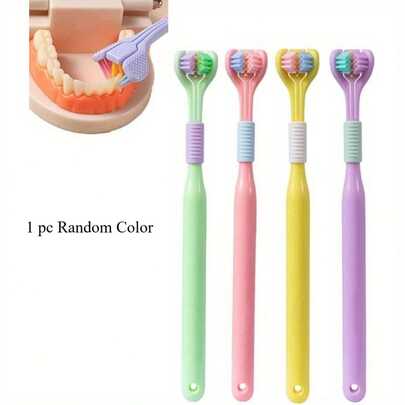 Three-Sided Toothbrush, Soft Manual Toothbrush With Wrap-Around Design, Efficient Brushing, Suitable For Travel And Oral Care, Cleans Teeth And Gumsbathroom Decor Summer Back To School