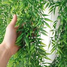 Guirnalda de hojas de bambú artificial - aspecto natural, follaje colgante sin plumas para decoración del hogar y comercial