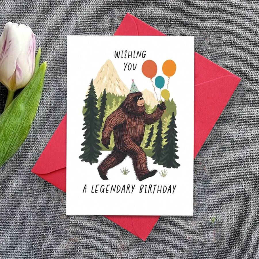 Bigfoot Birthday Cards, Funny Birthday Cards, Father's Day Birthday Cards, Funny Father's Day Cards, Bigfoot Gift Cards, Mystery Animal Cards, Gifts For Bigfoot Lovers, Anniversary Cards