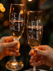 (Set Of 2) Personalized Champagne Flutes For Weddings, Engagements, And Anniversaries - Elegant UV Printed Mr. And Mrs. Toasting Glasses Set - Customizable Shapes, Styles, And Colors - Perfect Gift For Newlyweds, Bridal Showers, And Romantic Celebrations - Unique Keepsake For Toasting Love And Happiness - Ideal For Wedding Receptions, Engagement Parties, And Special Occasions - Celebrate Your Love Story With Style!