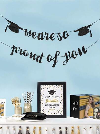 2026 Graduation Celebration Banner "We Are So Proud Of You", Party Decoration Hanging Banner