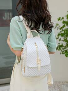 Fashionable Women Clover Backpack,PU Leather Shoulder Bag,Handbag,Student Bookbag,Commuter Bag,School Bag,Portable,Laptop Compartment,Large Capacity,For Teen Girls Women College Students,College,Middle School,High School,Outdoors,Travel,Outings,Elementary School,Office