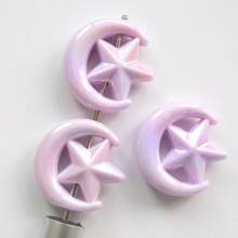 10pcs 27mm Color Plated AB Star & Moon Shape Straight Hole Beads, DIY Beaded Mobile Chain, Bag Charm, Keychain Materials & Accessories