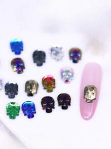 50 PEÇAS/Encantos de Unhas de Crânio de Cristal Gothic - Strass de Arte de Unhas 3D Afiada para Unhas Postiças e Manicure em Gel