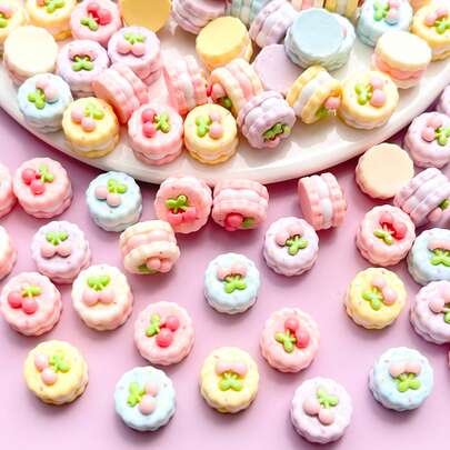 10pcs Mixed Mini Fake Cake, Dessert, Flat Back Scrapbooking, Wedding Stickers, Buttons, Earrings, Hair Accessories, Jewelry Making, Craft Decorative Stickers