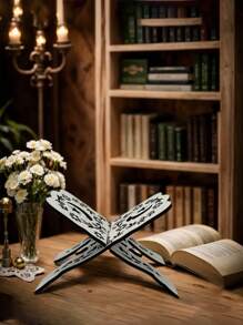 1pc Wooden Reading Book Shelf, Shelf, Book Stand, Book Holder, Decorative Display, Movable Folding Bookshelf, Holiday Gift