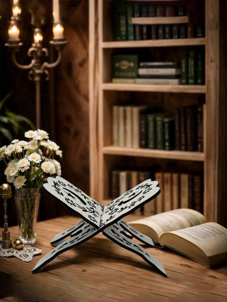 1pc Wooden Reading Book Shelf, Shelf, Book Stand, Book Holder, Decorative Display, Movable Folding Bookshelf, Holiday Gift - Multicolor - View 5