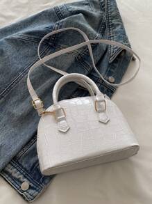 Bolsa de ombro feminina com design de concha vintage