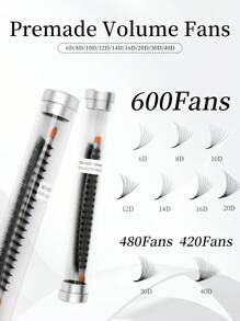 DAIFIYAN Pestañas postizas premontadas de volumen 600/480/420, hechas a mano con tallos naturales largos en 6D/8D/10D/12D/14D/16D/20D/30D/40D, forma C, longitud de 8-15 mm, extensiones de pestañas de visón artificial