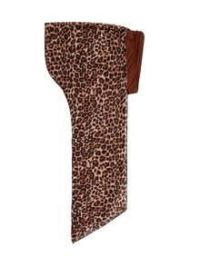 1pc European And American Style Floral Pleated Headband Cap For Women, Fashionable Printed Chiffon Long Tail Headdress Cap