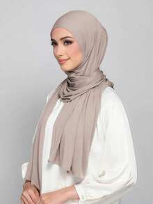 1 chiếc khăn trùm đầu bằng vải Jersey Modal dành cho nữ, khăn trùm đầu bằng vải thấm mồ hôi mềm mại, màu trơn, khăn choàng/khăn quàng cổ 180cm*70cm phù hợp cho cuộc sống hàng ngày, ngoài trời, cầu nguyện - màu be nhạt - Xem 4