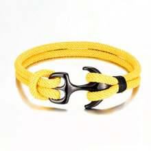 1 pieza Brazalete con forma de cuerda y ancla náutica, brazalete de moda para hombres y mujeres, accesorio de viaje