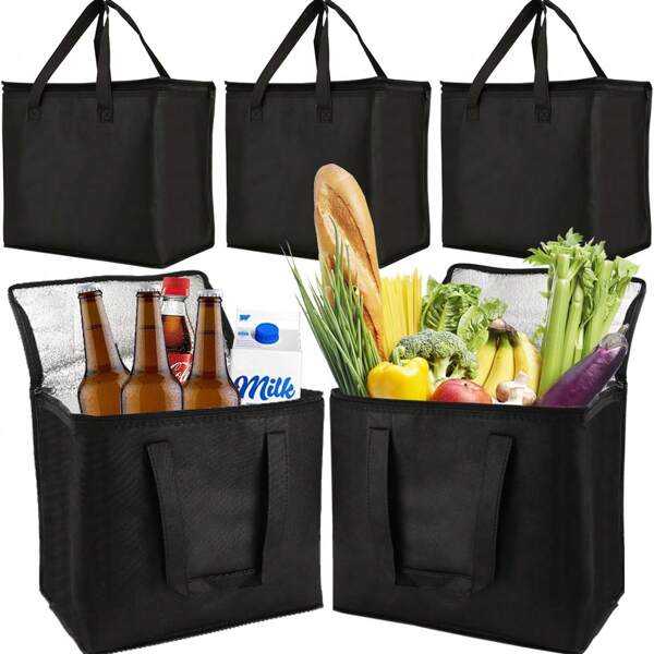Insulated Bag: Keeps Food Hot Or Cold For Several Hours - Grocery Bag, Soft Cooler Bag, Pizza Warmer, Lightweight And Durable Zipper