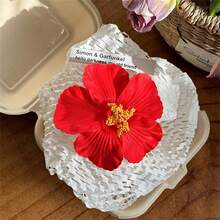 1 件可爱芙蓉花夏威夷海滩头饰，波西米亚鸡蛋花发夹，夏季度假风格爪夹发夹发夹 - 黃色 - 查看 12