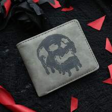 复古骷髅设计男士钱包 - 柔软仿皮卡包和钱包，休闲风格，带压花骷髅图案，是送给他的完美礼物，小钱包零钱包男士钱包 Waller 男士零钱包 周年纪念礼物 男士礼物 男士生日礼物 趣味礼物 小礼物 礼物创意 - 彩色 - 查看 14