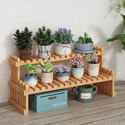 1pc Double Layer Window Sill Succulent Flower Plant Stand, Floor Standing Indoor Shelf, Multilayer Tabletop Ornament Storage Rack For Office Or Home Decor