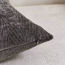 1 件深灰色（不含内衬）复古 3D 叶纹理抱枕套，复古简约农舍雪尼尔植物叶纹理柔软厚靠垫套，适合家庭、节日礼物、沙发、床、客厅、餐椅、汽车、装饰枕头，所有季节 - 深灰色 - 查看 4