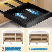 Organizador de cajón extraíble, paquete de 2 cajones deslizantes adhesivos para armarios de cocina, despensa, cajones corredizos de alta resistencia (NO para armarios con bordes/marcos) - Blanco - Ver 3