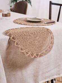 1/4/6/12 件波西米亚风亚麻编织圆形餐垫，适用于厨房、餐桌装饰，适合节日派对、生日、乡村户外用餐，四季皆宜