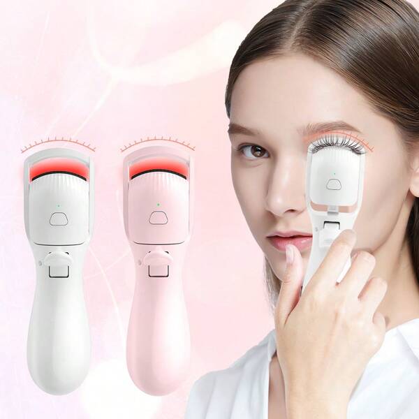 Mini Portable Electric Heated Eyelash Curler 3 Heating Gears Anti-Burn Wide Opening Design Instant Natural Curling Long Lasting Eyelashes Curls Eyelash Curler Makeup Tools