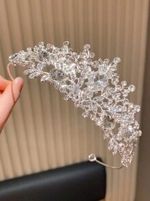 1pc High-End Elegant White Crown Headband Hair Accessory For Girls - White - View 6