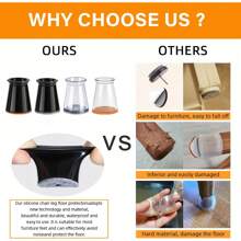 8/16/32pcs X-Small Silicone Chair Leg Covers/Furniture Sliders With Felt Pads - Noise Reducing Chair Legs Floor Protectors For Hardwood Floors,Effectively Protect The Floor And Table Legs(4 Colors Available)